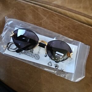 Vintage 90's NEW Sunglasses Made In Italy RIFLSSI by Piave Black Gold Accents